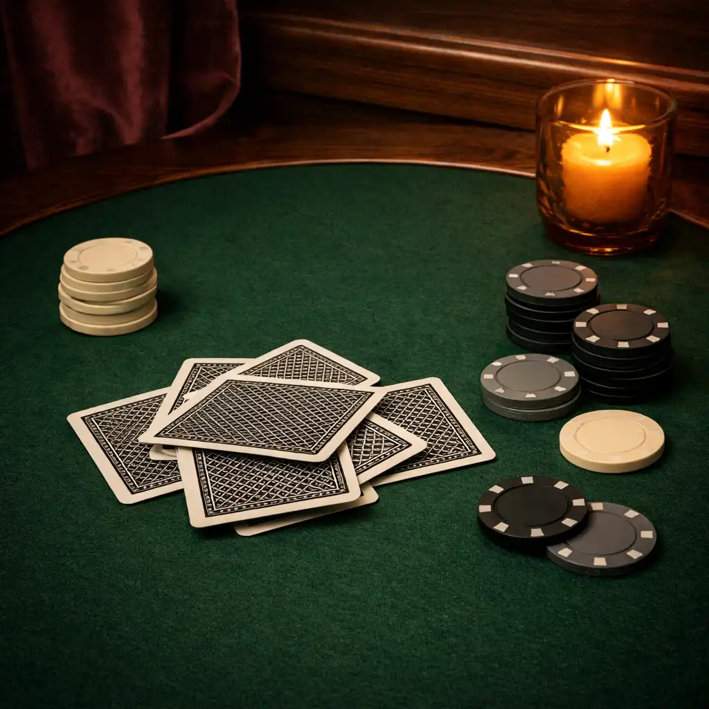Fizyczny stół Card Lounge z kartami i neutralnymi żetonami